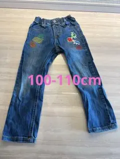キッズ デニムパンツ 昆虫ワッペン 刺繍　インセクトコレクション