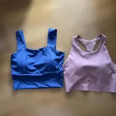 青とピンクのスポーツブラ2点セット