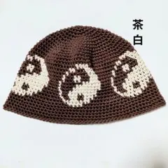 クラッシャーハット クロシェハット ビーニー 帽子 古着 グランジ 韓国 勾玉