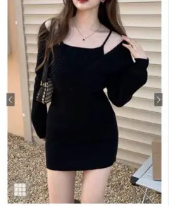 【GRL】カシュクールニットワンピース(ac2327) ブラック