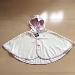 新品 未使用 ミキハウス UVカット ポンチョ ケープ 70〜90 フード付き