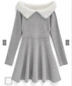 GRL フェザーオフショルカラーフレアニットミニワンピース[tu1276]