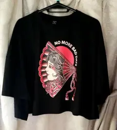 SHEIN 5分袖トップス 3XL 未使用 アート柄 ブラック