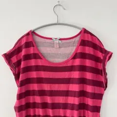 【M】ボーダー柄バイカラー 半袖ワンピース かわいい オシャレ カジュアル 春夏