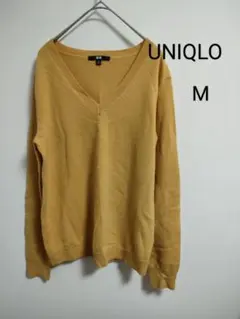 UNIQLO カシミヤ　マスタード色 Vネックセーター M