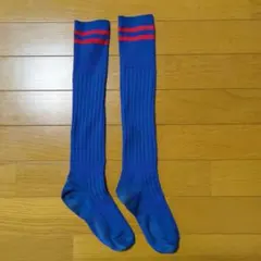 青色 ストライプ サッカーソックス
