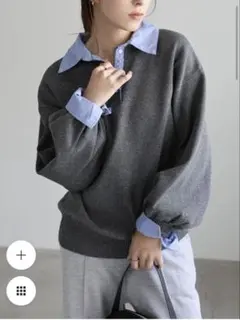 「新品！未使用!未開封」 selectMOCAグレー/ブルー 長袖ポロシャツ M