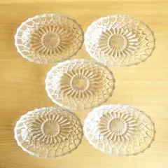 保谷ガラス　HOYA GLASS　フルーツ皿　オーバル皿　5枚セット　昭和レトロ