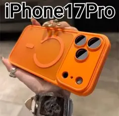 iPhone17Pro ケース　オレンジ　半透明 　マグセーフ　レンズカバー