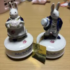 funky rabbit うさぎオルゴール 箱あり 陶器製 アンティーク小物