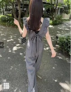 バックリボンショルダーフリルオールインワン[dk1188]