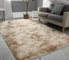 ふわふわフランネルラグマット　キャメルベージュ