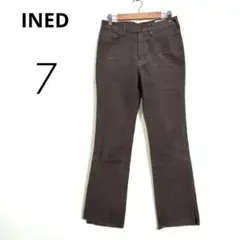 INED✨カジュアルパンツ 細コーデュロイ ブラウン ストレッチ【S】c6135
