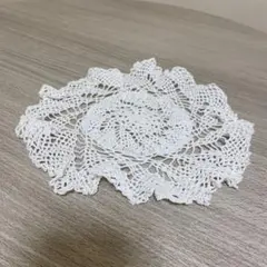 レース編み ホワイト 円形ドイリー