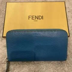FENDI セレリア　ラウンドジップ長財布　ターコイズ
