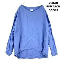 URBAN RESEARCH DOORS リネン　プルオーバートップス 青 M