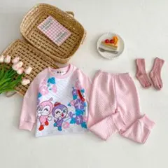ドキンちゃん　コキンちゃん　アンパンマン　厚手パジャマ　上下セット　ピンク　長袖
