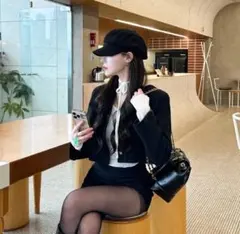 amood クロップツイード ジャケット ブラック