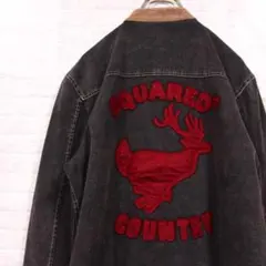 DSQUARED2 バックロゴ レザー切替 デニム ライダース ジャケット