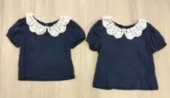 H&M ネイビー 襟付きTシャツ 92cm、98cm　2枚セット 双子