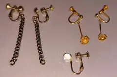 レディース　ゴールド色のチェーンデザインイヤリング　セット