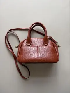 ブラウン クロコダイル風 ショルダーバッグ