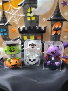 ハロウィン・ミニミニオブジェ（吸血鬼、ミイラ男、フランケンシュタイン）