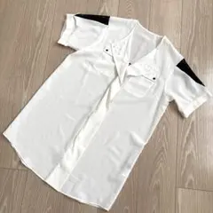 RyuRyu ホワイト シフォン 半袖シャツ レースのサムネイル