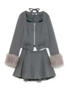 BUBBLES ファーカフスセットアップ グレー Sサイズ