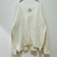 OLD NAVY ニット セーター アイボリー Vネック 長袖 ゆったり 綿 L