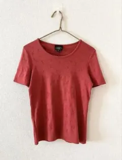 美品 ローラアシュレイ レッド 半袖 春夏 Tシャツ 小花柄 刺繍 Sのサムネイル