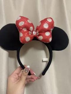 ミニー カチューシャ ブラック スパンコール