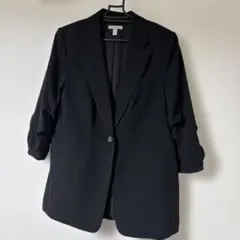 ブラック テーラードジャケット ロールアップ袖