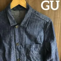 【デニムスタイル◎】GU ジーユー ステンカラーワークジャケット ロング丈