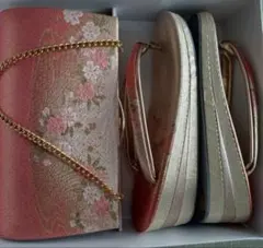 草履と花柄バッグセット