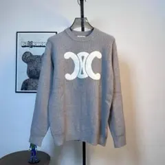 Celine セリーヌ ウール ロゴ オーバーサイズ グレー ニット セーター