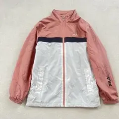 FILA フルジップジャケット ウインドブレーカー L ピンク 裏フリース