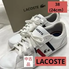 LACOSTE スニーカー 白 細身 24cm中古品 可愛い 履きやすいのサムネイル