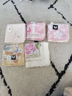 未使用品 HANAEMORI 桜と蝶のハンカチ 5枚セット まとめ売り 森英恵