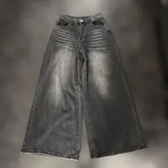 ダークグレー ワイドレッグデニム Y2K