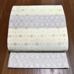 夏帯 紗絽 九寸名古屋帯 横段 欧風立涌 華文 証紙 未使用 イ6885
