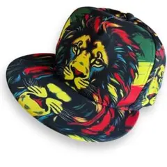 新品☆キャップ 帽子 ライオン 派手 メンズ フラット ラスタ jamaica