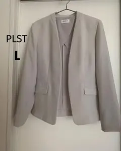 美品☆PLST ノーカラージャケット L ベージュ