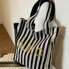 A.P.C.　ロゴ　ストライプ　トートバッグ　大容量