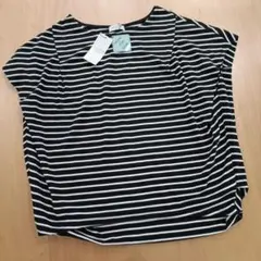 新品　any fam　ボーダー　冷感　UVケアトップス 白黒