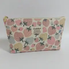 ❁マチ付きファスナーポーチ❁　Retro Charm　ストロベリー　化粧ポーチ