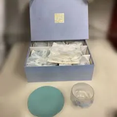 前畑陶器 庫山窯　冷茶碗揃　胡蝶蘭柄　冷茶グラス5個&菓子皿　5枚セットのサムネイル