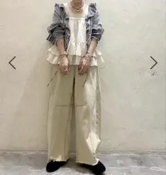 ♡新品未使用♡niko and…♡セルフカットバレルパンツ♡ フリンジ裾♡のサムネイル