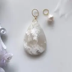 希少✧ウォータープルームアゲート&あこや真珠ペンダントトップ✧14kgf