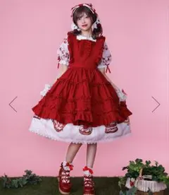 新品 Chalmiere シャルミエール はしごレースワンピース えんじRED